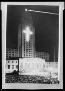 Composite of Christmas festival on City Hall steps, Los Angeles, CA, 1930