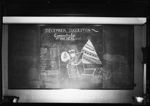 December 1927 blackboard, Southern California, 1928