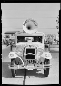 Mandarin Food Products car, Southern California, 1930