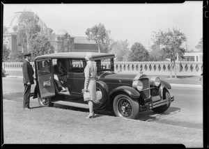 Tanner cars at Exposition Park for new folder, Los Angeles, CA, 1928