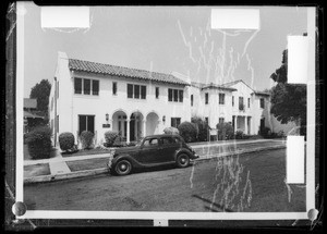 Apartment houses on North Ganfield Place for postcards, Southern California, 1935