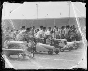 Push car race at Gilmore Stadium, Los Angeles, CA, 1935