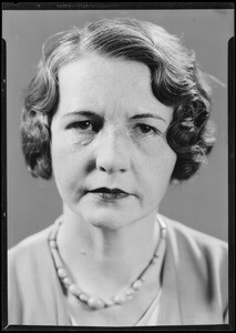 Betty Brickman showing scar on face after automobile accident, Southern California, 1932