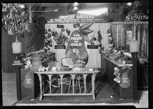 Ormsby Gardens booth at California land show, Southern California, 1930