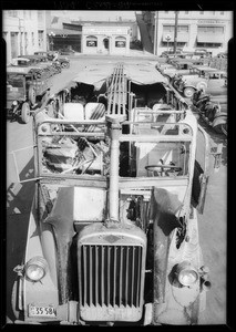 Night coach destroyed by fire, Los Angeles, CA, 1934