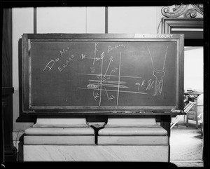 Blackboard in Judge Gate's courtroom, Southern California, 1940