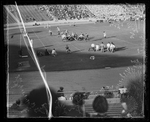 Football scenes, UCLA vs Oregon University, Southern California, 1935