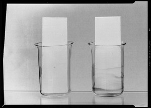 Trays and beakers to show stains, Southern California, 1940