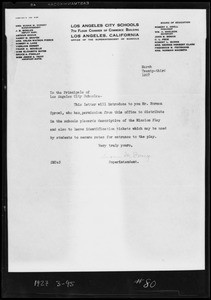 Letter for Norman Sprowl from Susan M. Dorsey, Southern California, 1927