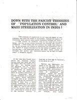 Down with the fascist theories of "population control" and mass sterilization in India!