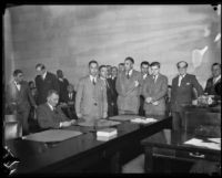 Courtroom scene during Gordon Stewart Northcott's murder trial, Riverside, 1929