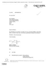 [Letter from Nigel P Espin to K Wellard regarding an enclosed copy of the excel spreadsheet in relation to the seizure requested by Joe Daly]