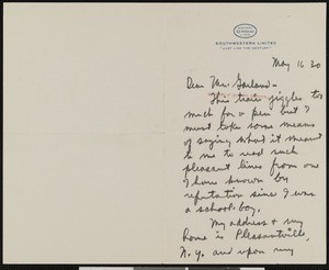 Marquis James, letter, 1930-05-16, to Hamlin Garland