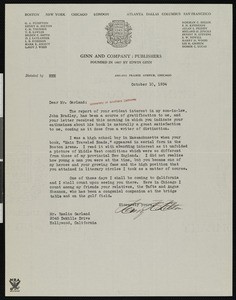Henry Hoyt Hilton, letter, 1934-10-10, to Hamlin Garland