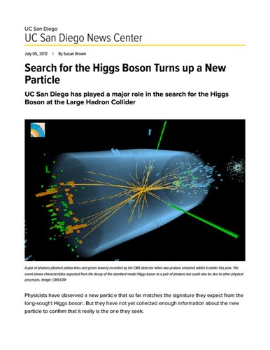 Search for the Higgs Boson Turns up a New Particle