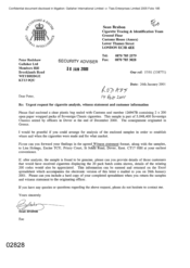 [Letter from Sean Brabon to Peter Redshaw regarding Urgent request for cigarette analysis, witness statement and customer informatio]