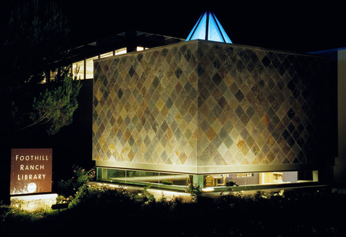 Foothill Ranch Library exterior at night, 2003