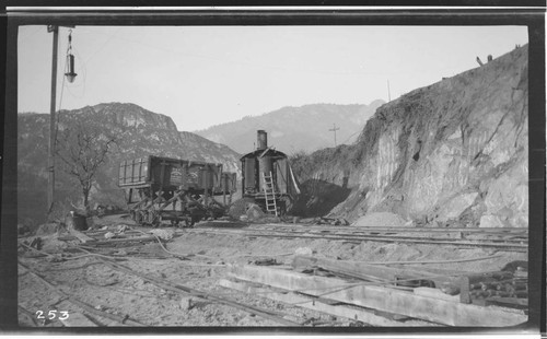 The excavation of the reservoir at Kaweah #3 Hydro Plant