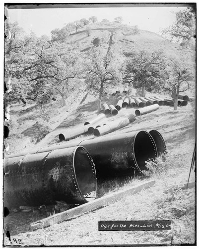 Pipes for the pipe-line at Kaweah #2 Hydro Plant