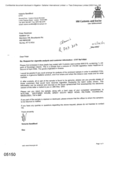 [Letter from Victoria Sandiford to Peter Redshaw in regards to request for cigarette analysis and customer information]