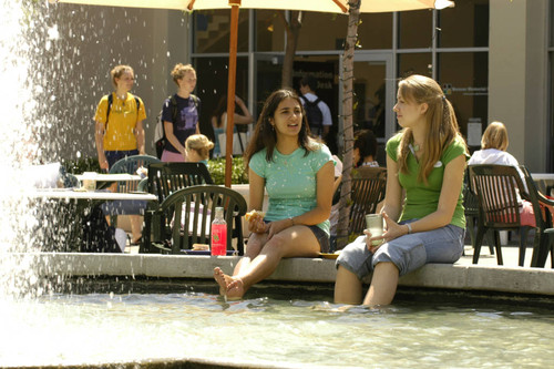 Students at Benson Fountain