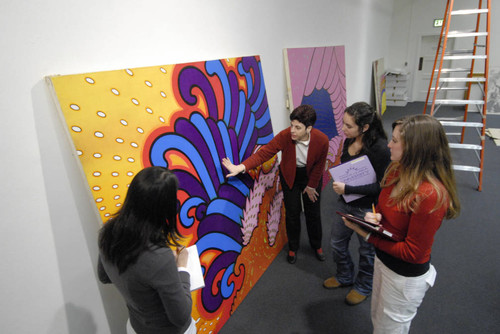 Professor Andrea Pappas with Students at De Saisset Museum