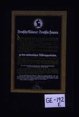 Gold gab ich zur Wehr. Eisen nahm ich zur Ehr. Deutsche Manner, deutsche Frauen ... Wir brauchen euer Opfer! Berlin, den 1. Februar 1917