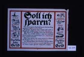 Soll ich sparen? ... das alles kostet Geld