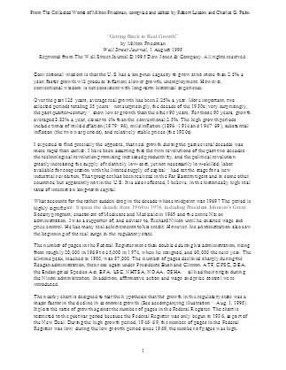 Getting Back to Real Growth