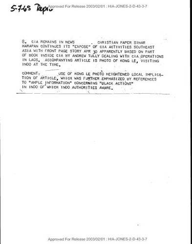 Message concerning CIA in the news