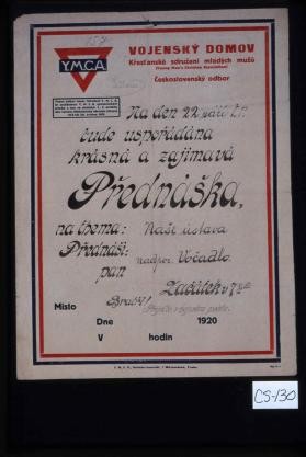 Na den 22. zari t.r. bude usporadana ... prednaska, na thema Nase ustava