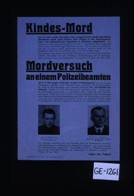 Kindes-Mord ... Mordversuch an einem Polizeibeamten