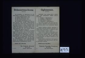 Bekanntmachung. Die Herstellung von Selterwasser ist in der Stadt Kalisch nur folgenden vier Personen erlaubt ... Kalisch, den 15. Mai 1916. Der Deutsche Kreischer Hahn, Geheimer Regierungsrat. Ogloszenie ... Niemiecki Naczelnik Powiatowy Hahn, Tajny radca rejencyjny