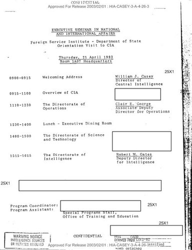 Schedule for executive seminar in national and international affairs