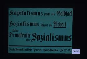 Kapitalismus schutzt den Geldsack. Sozialismus schirmt die Arbeit. Keine Demokratie ohne Sozialismus