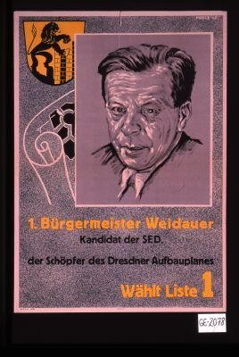 1. Burgermeister Weidauer Kandidat der SED, der Schopfer des Dresdner Aufbauplanes. Wahlt Liste 1