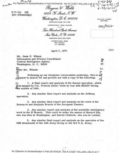 William Casey letter to Gene F. Wilson