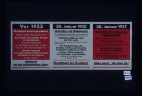 Vor 1933: ... der Jude triumphiert ... 30, Januar 1933: Adolph Hitler wird Reichskanzler! ... 30 Januar 1937: Adolph Hitler ist der Fuhrer des deutchen Volkes!