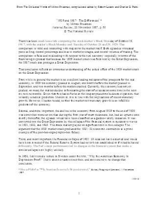 1929 and 1987: The Differences