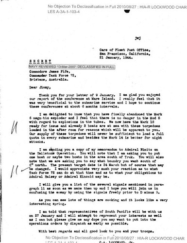 C. A. Lockwood letter to Commodore James Fife