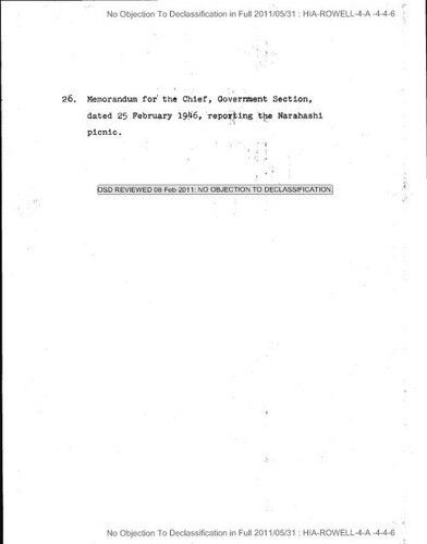 Memorandum for the Chief, Government Section, reporting the Narahashi picnic