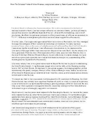 Foreword to Essays on Hayek