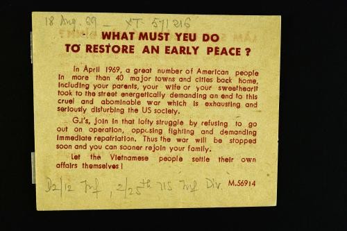 What must yeu (sic) do to restore an early peace?