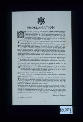 Proklamation. Viele urfachen haben dazu beigetragen, die Notmendigfeit intenfiverer Unftrengungen feitens unferes Bolfes fur Erhaltung von Nahrungsmitteln hervorzurufen, damit mir unfere Berbundeten im Kriege mit Proviant, melches fur fie in diefen entbehrungsvollen und michtigen Lagen, hochft notmendig ift, verfehen fonnten