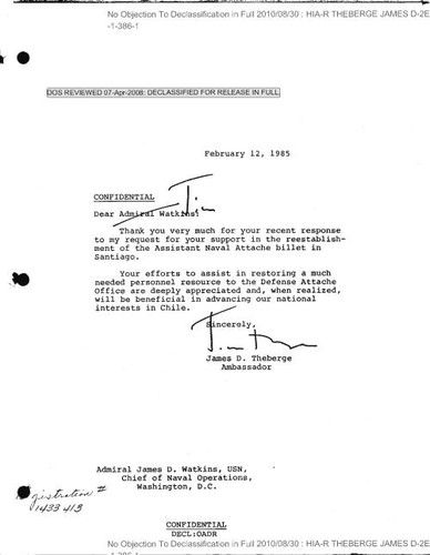Theberge letter to Admiral James D. Watkins