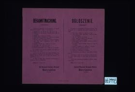 Bekanntmachung. Nach 4 der Jagdordnung vom 25. September 1915 sind die Schonzeiten des jagdbaren Wildes wie folgt festgesetzt: ... Grojec, den 19. Januar 1916. Der kaiserlich-deutsche Kreischef Bennecke, Rittmeister. ... Cesarsko-Niemiecki Naczelnik Powiatu Bennecke, Rotmistrz