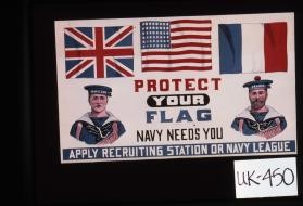 Protect your flag. Navy needs you. Apply recruiting station or Navy League