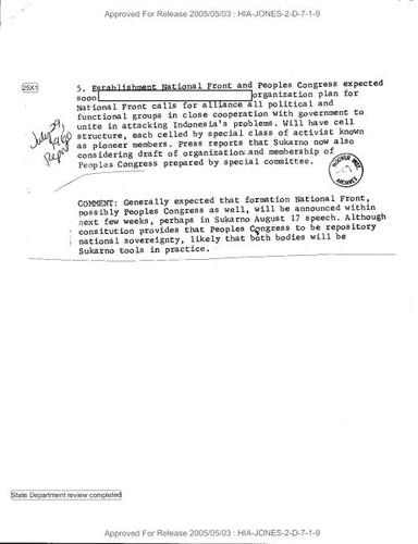 Report on establishment of National front and People's Congress