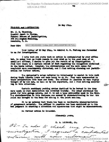 C. A. Lockwood letter to J. T. Thornton