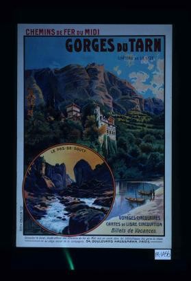 Gorges du Tarn. Chateau de la Caze. Le Pas-de-Soucy. Voyages circulaires. Cartes de libre circulation. Billets de vacances